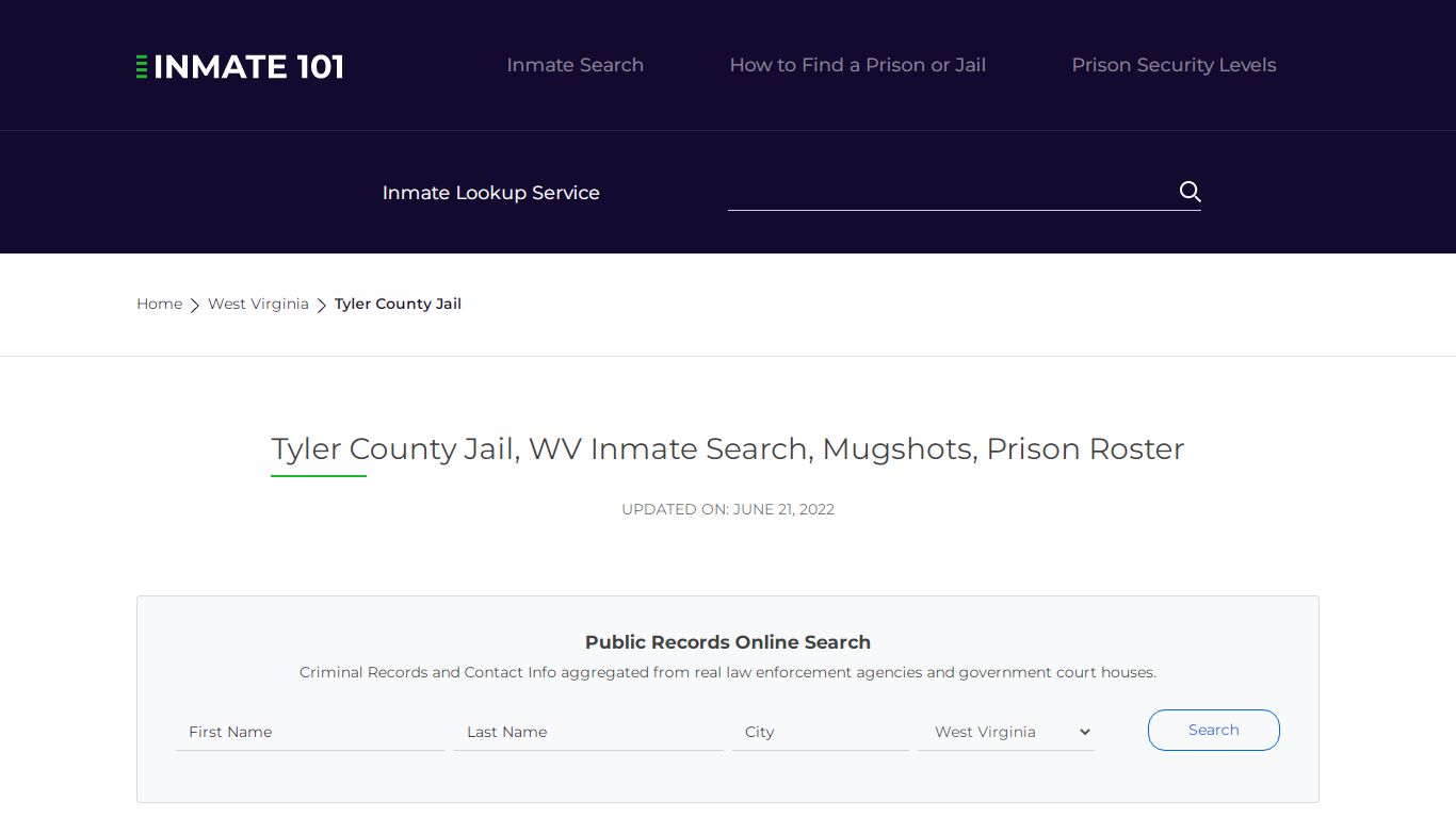 Tyler County Jail, WV Inmate Search, Mugshots, Prison ...